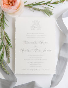 Heather O'Brien Design | Wedding Invitations | Silver Foil Duogram Invitation
