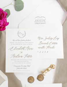 Calligraphy Laurel Wreath Wedding Invitation | Heather O'Brien Design