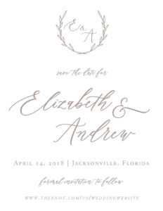 laurel wreath calligraphy neutral save the date | southern wedding | Heather O'Brien Design