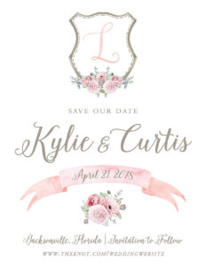 blush floral wedding crest monogram save the date | southern wedding | Heather O'Brien Design