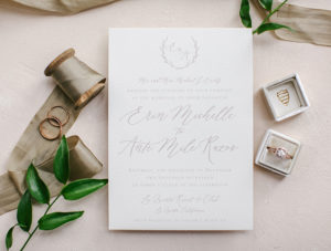 California Wedding Invitation | Neutral Laurel Wreath Calligraphy | Heather O'Brien Design