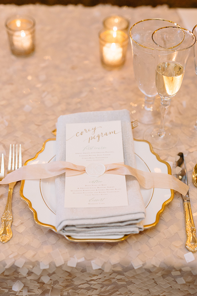 Dinner Menus Wax Seals Ribbon | | Timuquana Country Club | Heather O'Brien Design } Custom Wedding Invitations | Classic Black and White Wedding | Luxury Country Club