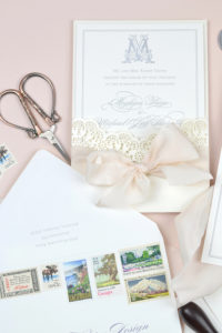 Letterpress and Foil Wedding Invitations | New Years Eve Wedding | Classic Monogram | Yacht Club Wedding | laser Cut | Silk Ribbon